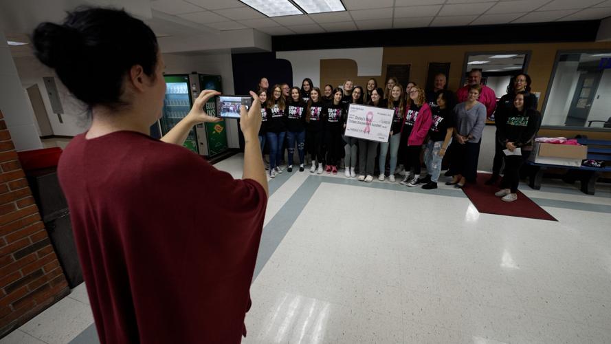 Fairdale High School volleyball team presents check to Shirley's Way on Nov. 2, 2022