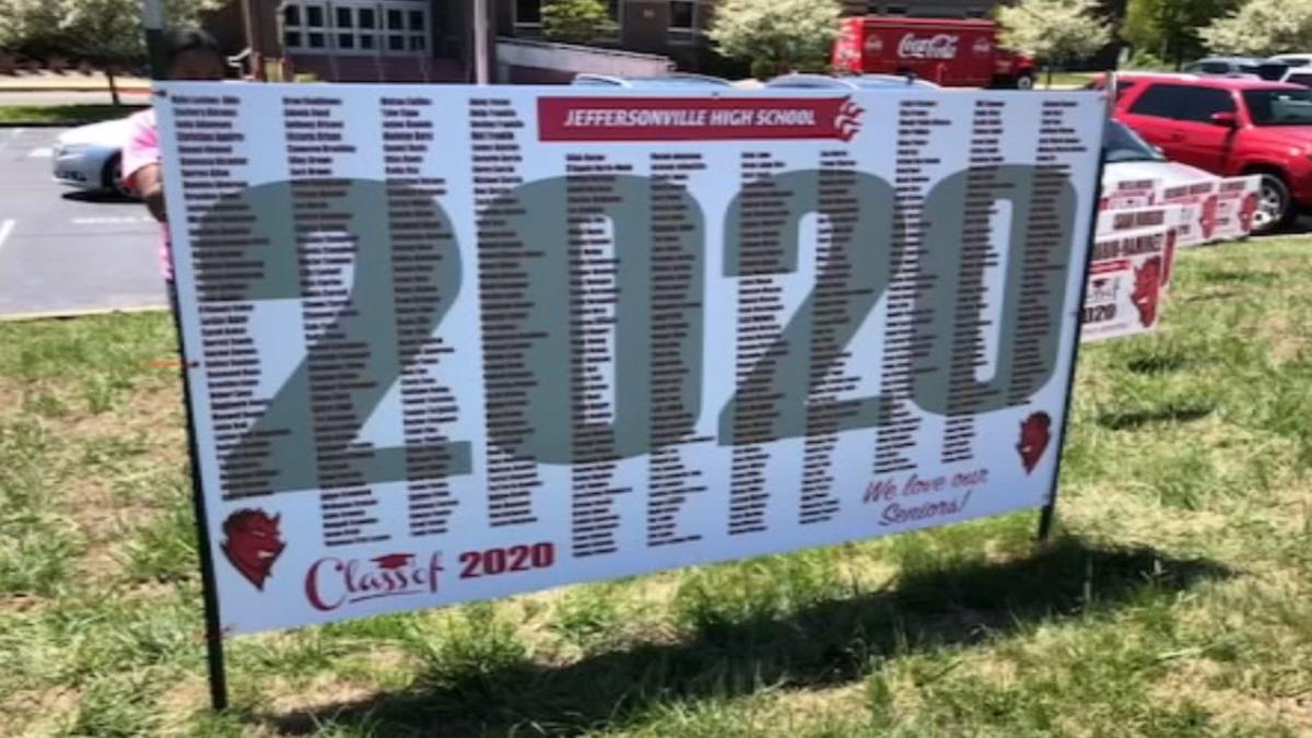 Jeffersonville High School honors 2020 seniors with sign display