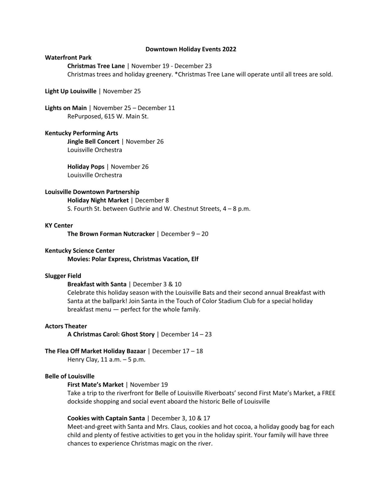 Downtown Louisville Holiday Events 2022-Louisville Downtown Partnership