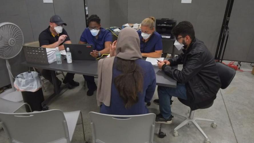Afghan refugees at Camp Atterbury in Johnson County, Indiana