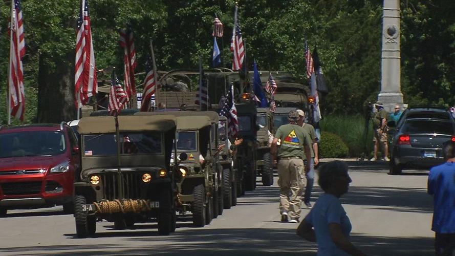 Parade of military vehicles at Zachary Taylor National Cemetery on Memorial Day 2020 (May 25, 2020)