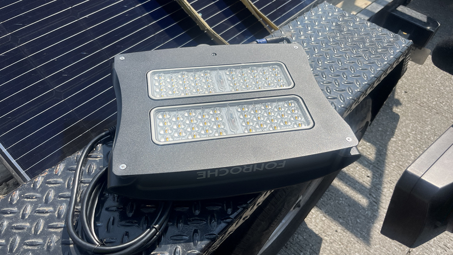 Solar light panel being installed on Kentucky interstates
