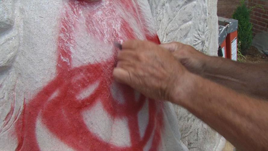 Statue of Lucy Higgs Nichols vandalized, July 3, 2020