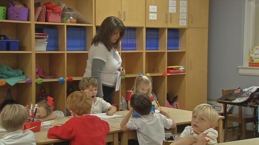 Catholic school students, teacher