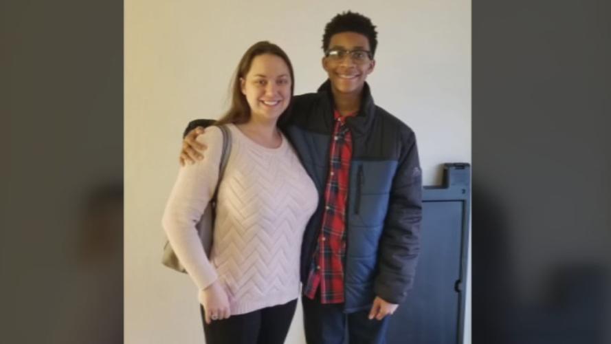 Teacher Hollie Gilbert with 14-year-old Jamauren Woodard