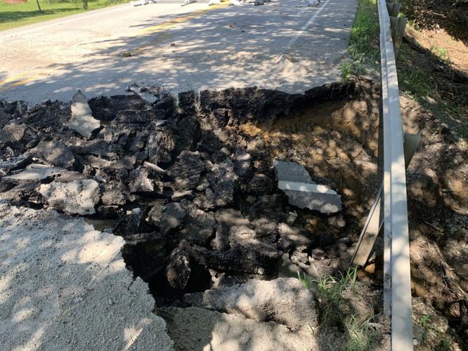 Flooding causes highway to collapse near Patoka Lake