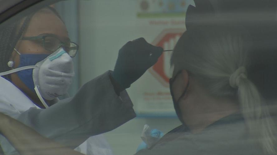 A COVID-19 testing site at Fairdale High School