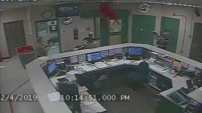 Inmate caught on surveillance footage falling through ceiling in escape attempt