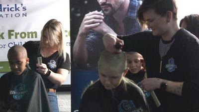 St. Baldricks head shaving event at Mile Wide