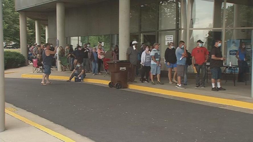 People standing in line for unemployment assistance in Kentucky (generic)