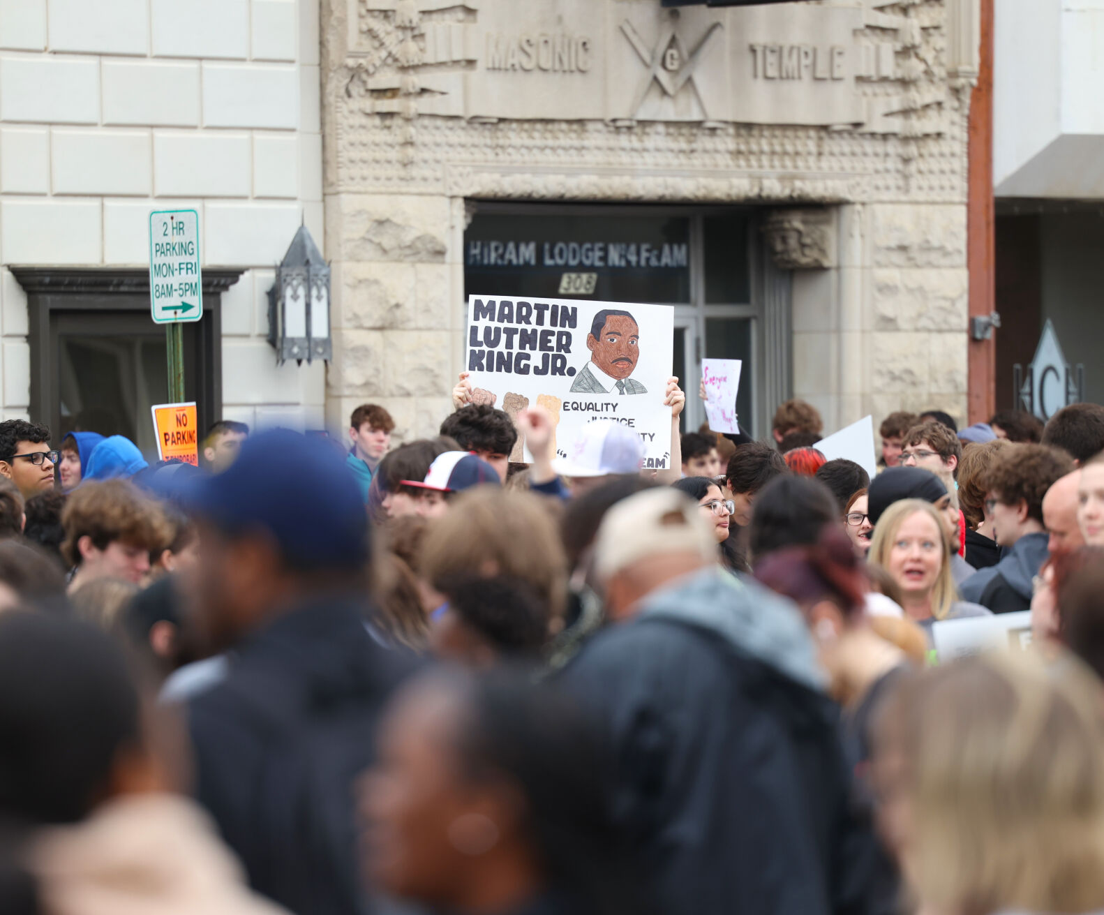 MLK sign ahead of March on Frankfort.JPG