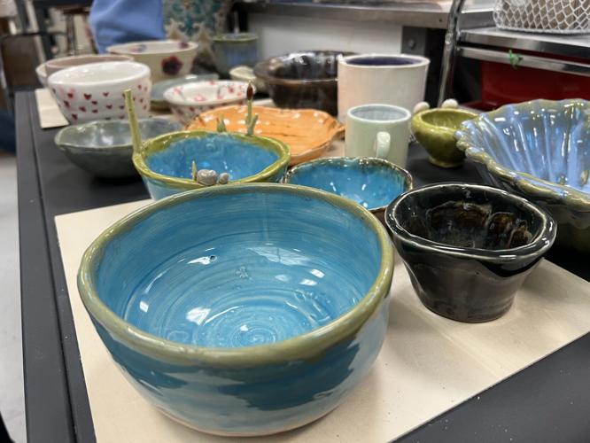Empty bowls ready to be packed for Providence High School's 2023 Empty Bowls Dinner