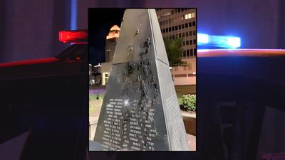 Damage caused to downtown Louisville police memorial during May 3, 2023 vandalism incident
