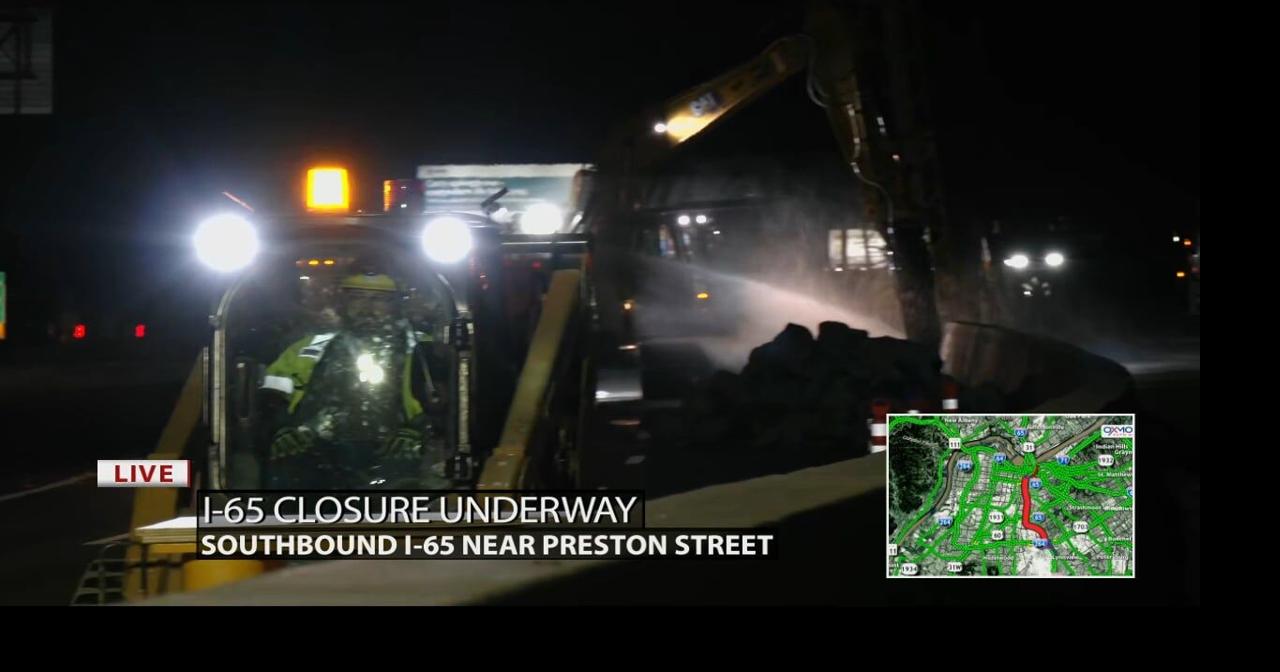 Dalton Godbey gets a look at the construction work on I-65 as the first day of the shutdown begins