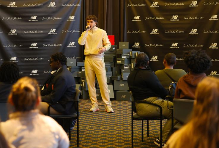 Jack Harlow speaks to the crowd.JPG