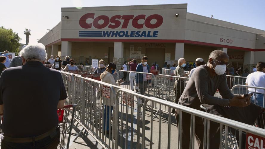 Costco shoppers wearing masks
