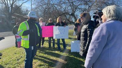 Protesters demonstrate against tree removal from Lexington neighborhood on Nov. 29, 2021