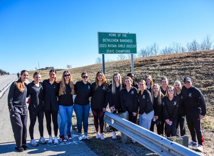 Bethlehem girls soccer state title road sign