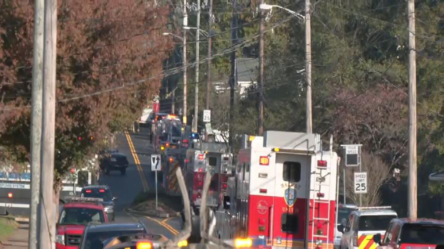 First responders set up on Payne Street