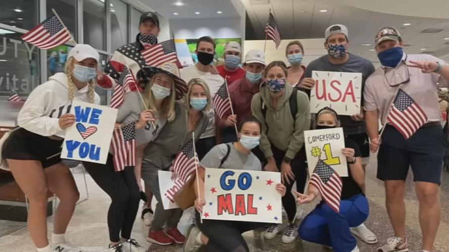 Mallory Comerford arrives at airport
