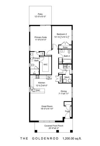 Floorplan for planned home in The Bungalos near downtown La Grange
