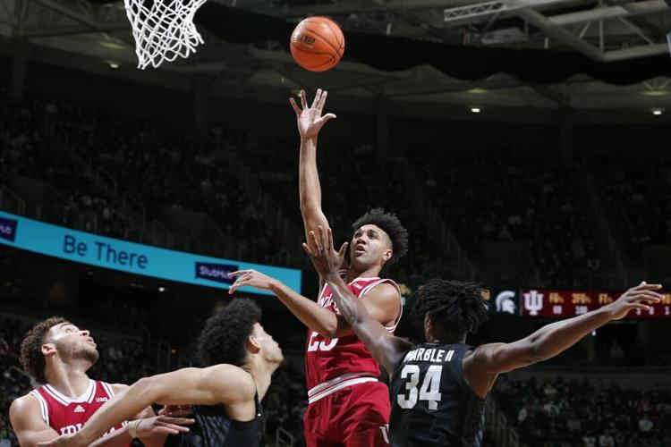 Indiana Trayce Jackson Davis shoots over Michigan State Julius Marble.jpeg