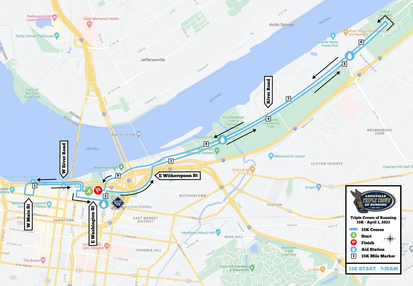2023 15K Triple Crown of Running race road closures