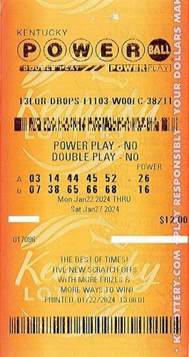 Winning Powerball ticket - 1.31.24