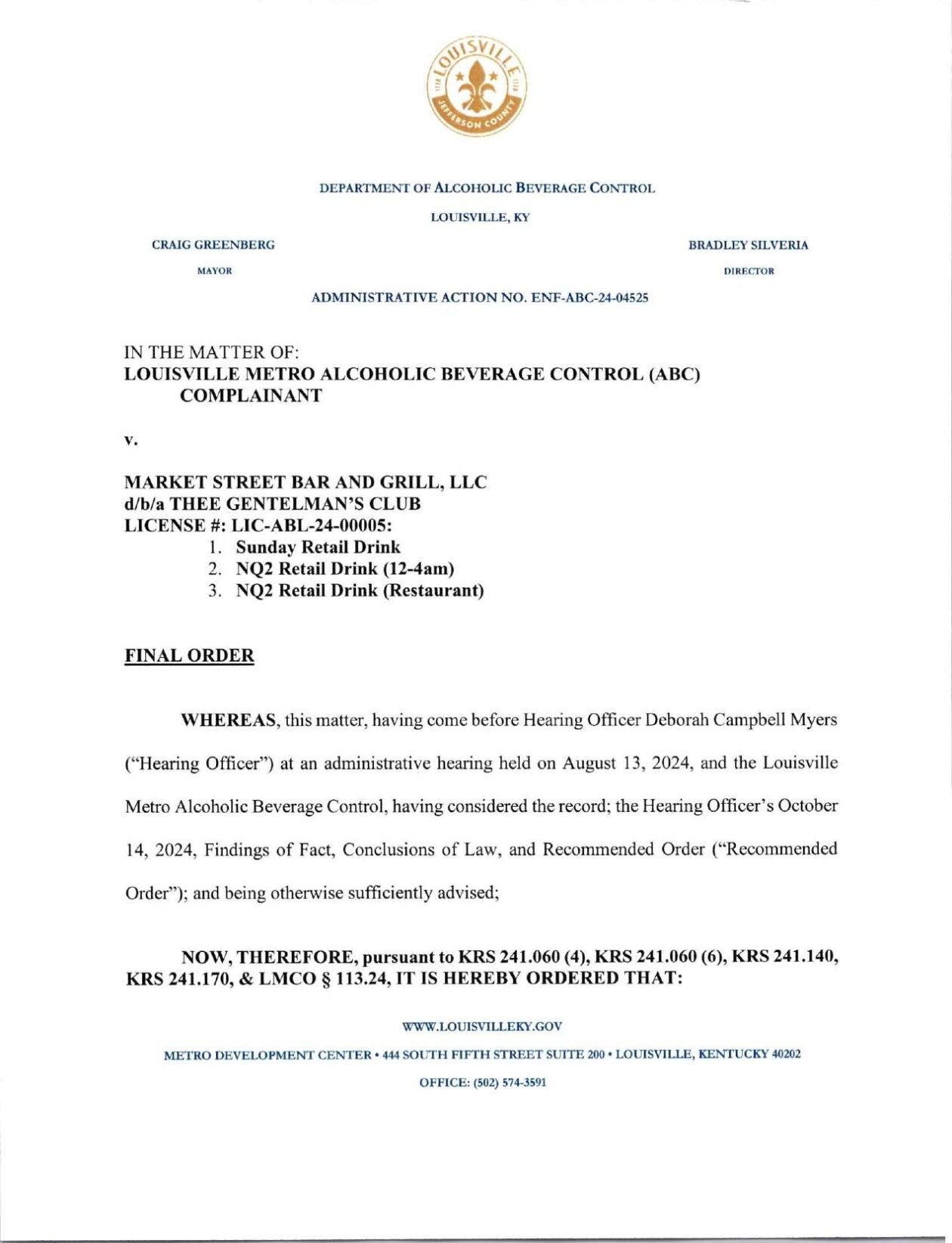 319 East Market Street ABC license rejection