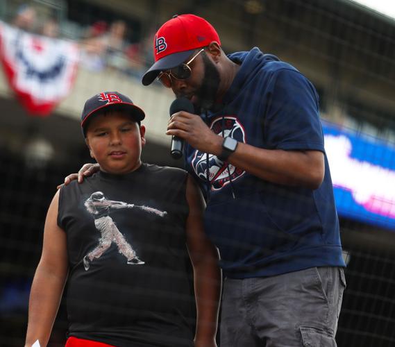 Bats fan answers a trivia question.JPG