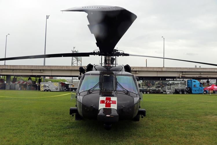 A military helicopter static display at one day before Thunder Over Louisville 2023