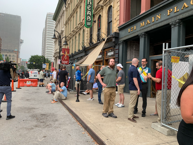 Line outside Old Forester building on Main Street