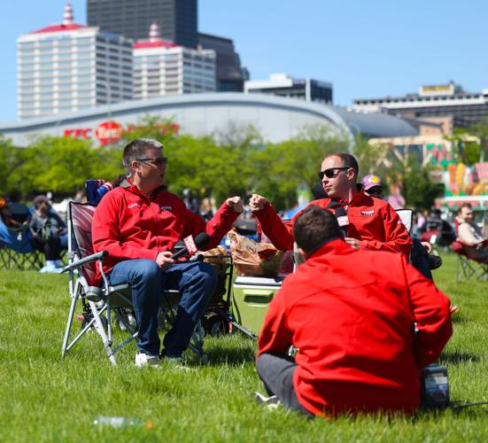 Chris Sutter and Dalton Godbey fist bump