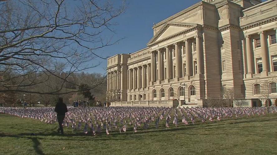 American flags at Kentucky Capitol
