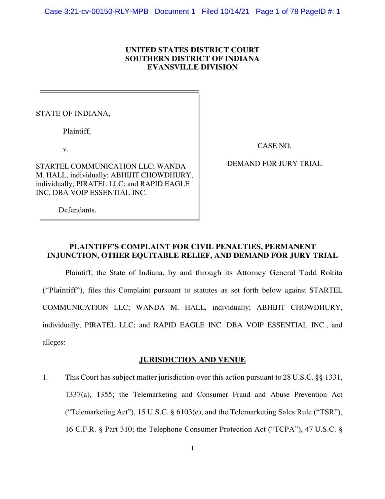 Indiana Robocall Lawsuit