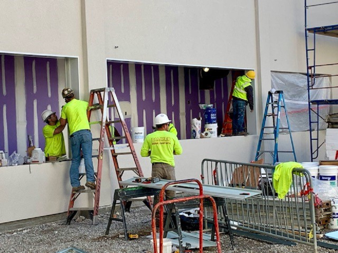Crews work on paddock construction at Churchill Downs