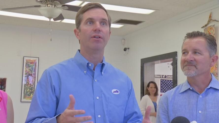 Gov. Andy Beshear casts an early ballot on May 13, 2022 for Kentucky's Primary Election