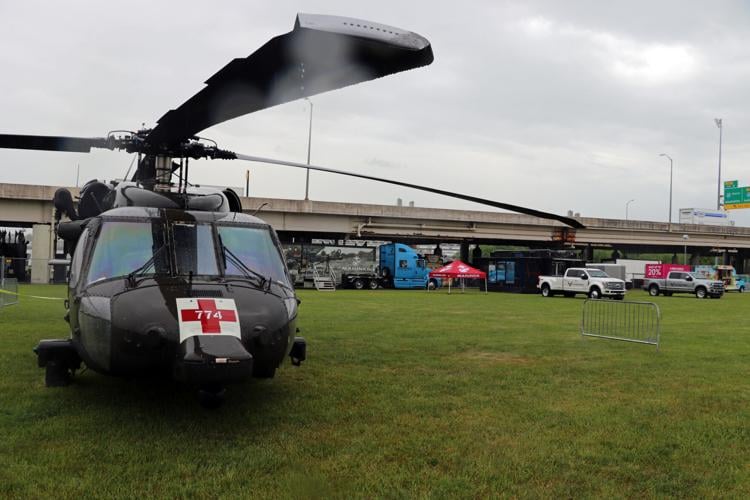A military helicopter static display at one day before Thunder Over Louisville 2023