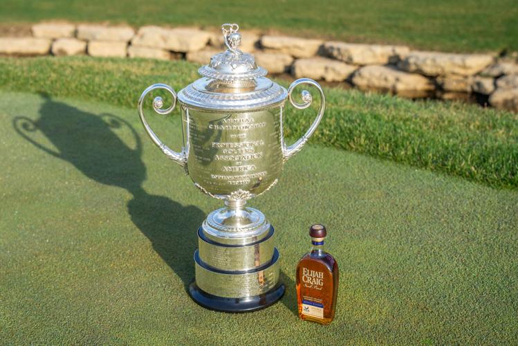 Elijah Craig Bourbon next to PGA Championship trophy
