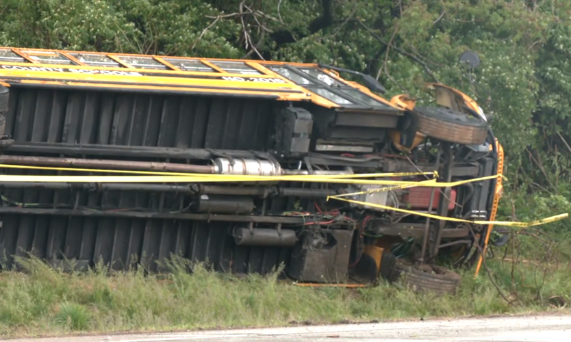 Overturned JCPS Bus