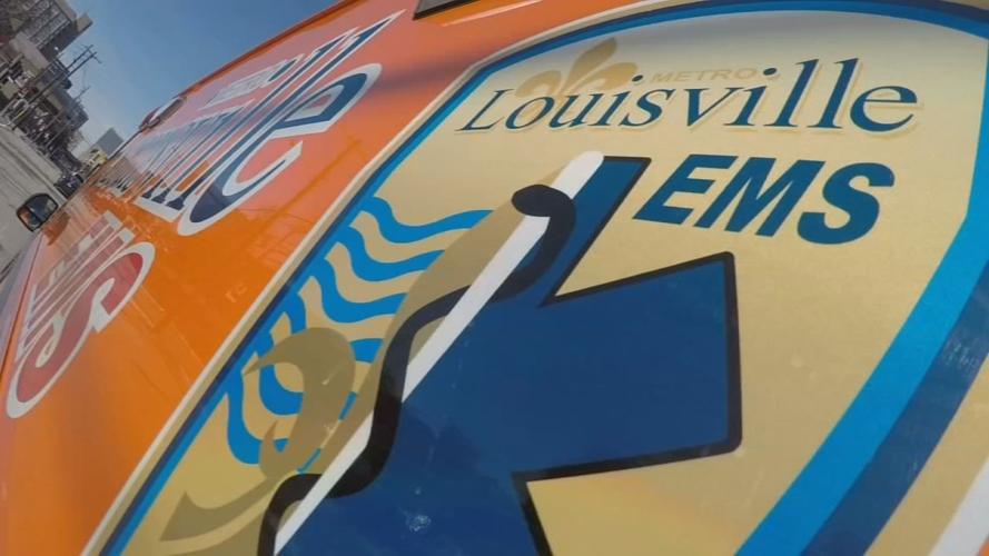 Closeup of Louisville EMS logo on vehicle