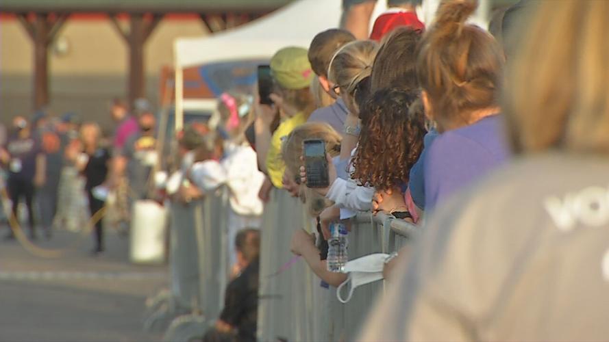 Spectators watch the Kentucky Derby Festival's Great Bed Races