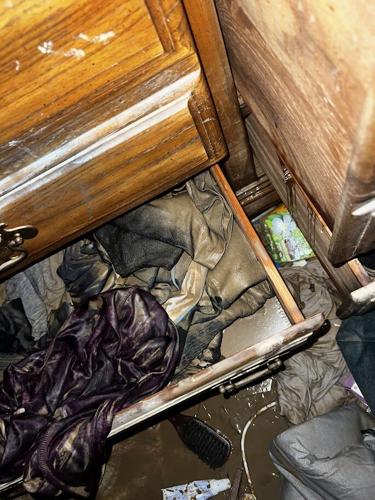 Floods damage clothes inside drawers
