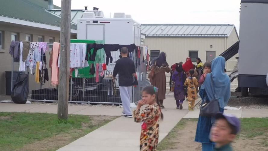 Afghan refugees at Camp Atterbury in Johnson County, Indiana