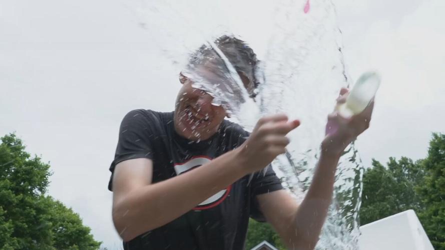 Student getting hit by water balloon on last day of school in Sellersburg