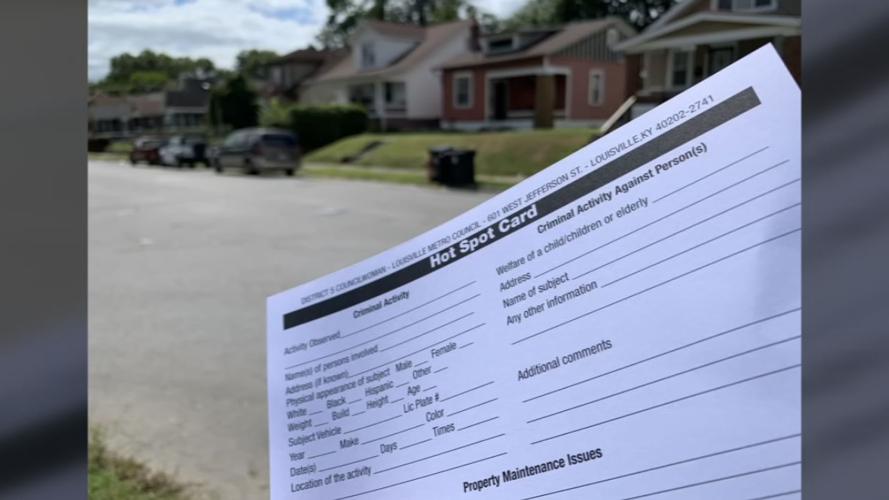 Hot spot cards used to report crime to Councilwoman Donna Purvis' office