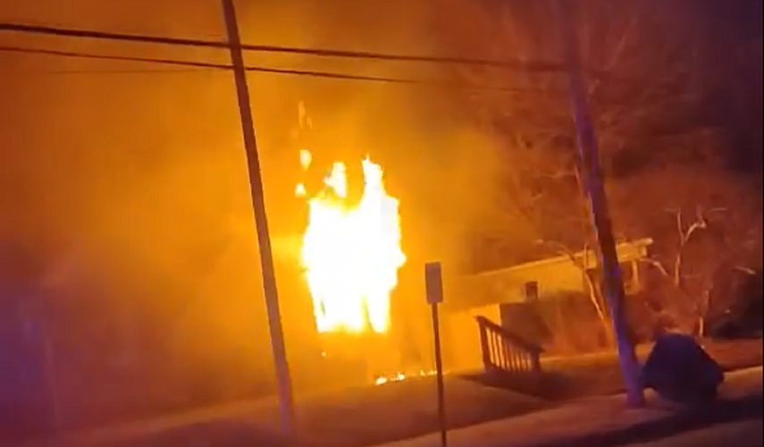 Flames from Clarksville duplex fire