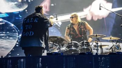 Kentucky drummer playing during NYE show 2023