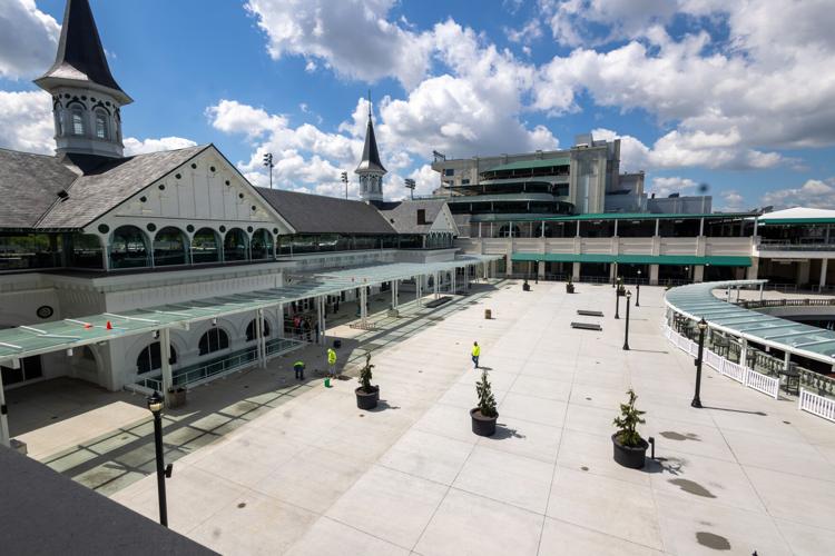 Twin Spires and walking area at Churchill Downs.jpeg