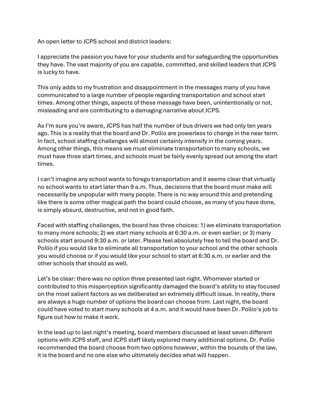 Chris Kolb letter to JCPS principals